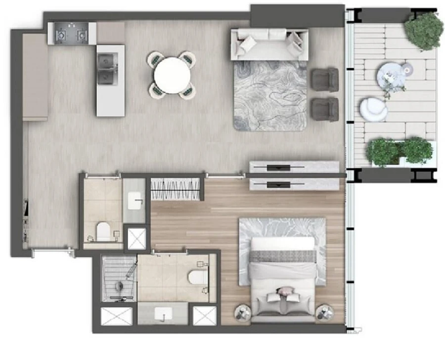 1 BR — 1 Bedroom Type B