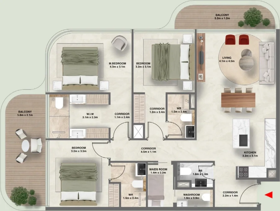 3 BR — 3 BR Unit #201,401,601,801