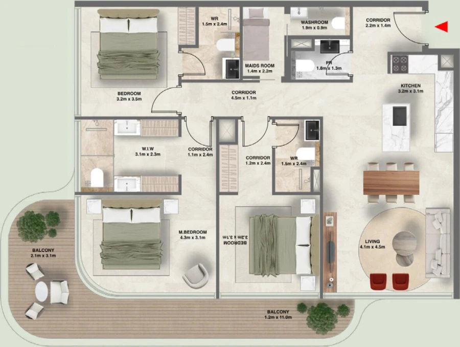 3 BR — 3 BR Unit #205,405,605,805