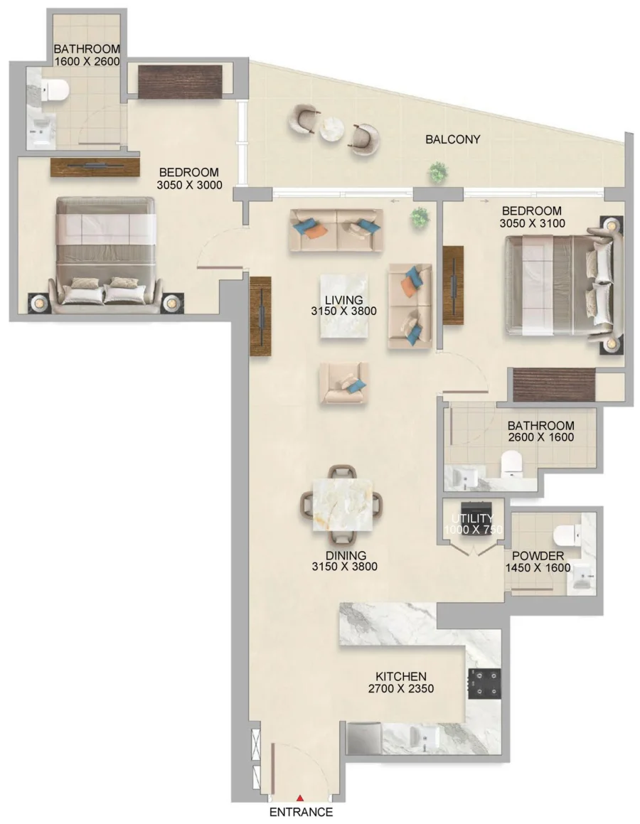 2 BR — 2 Bedroom Type F