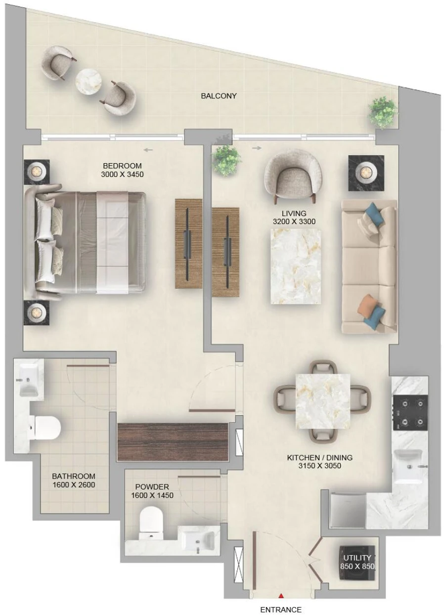 1 BR — 1 Bedroom Type B
