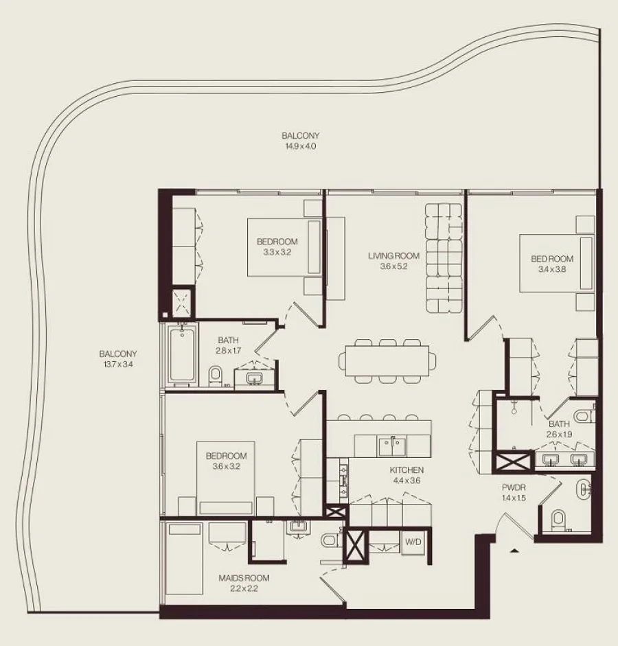 3 BR — 3 Bedroom Type 1