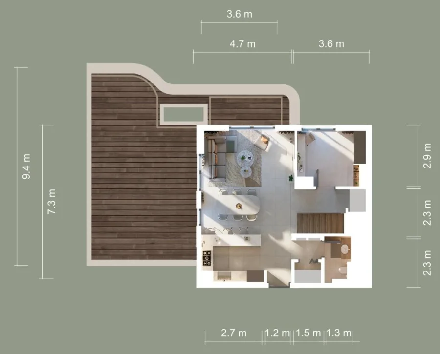 2 BR — 2 Bedroom Duplex + Stady room
