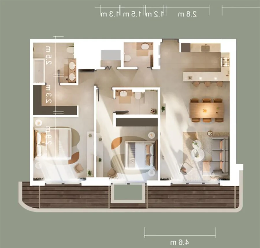 2 BR — 2 Bedroom Type 1