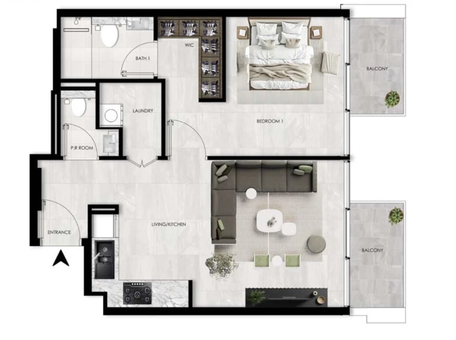 1 BR — 1 Bedroom Type E
