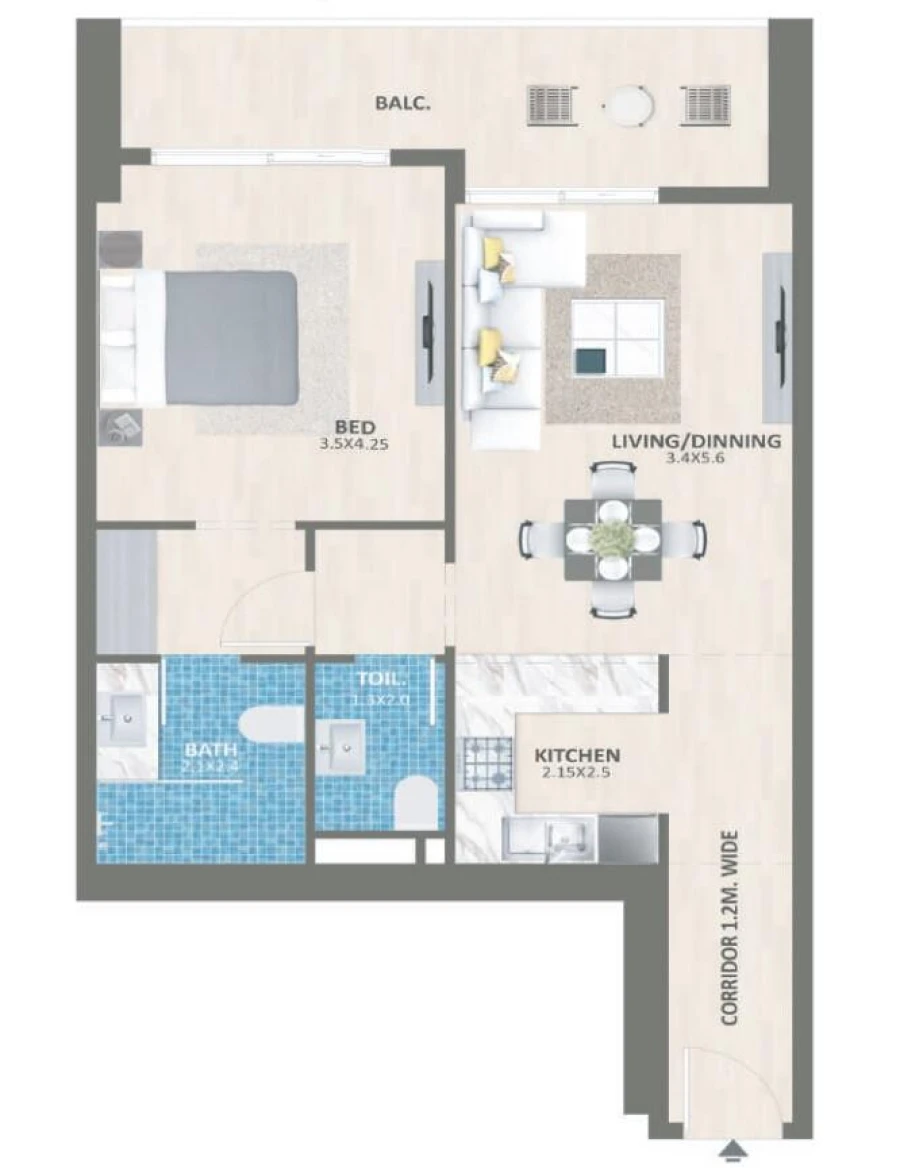 1 BR — 1 Bedroom type A
