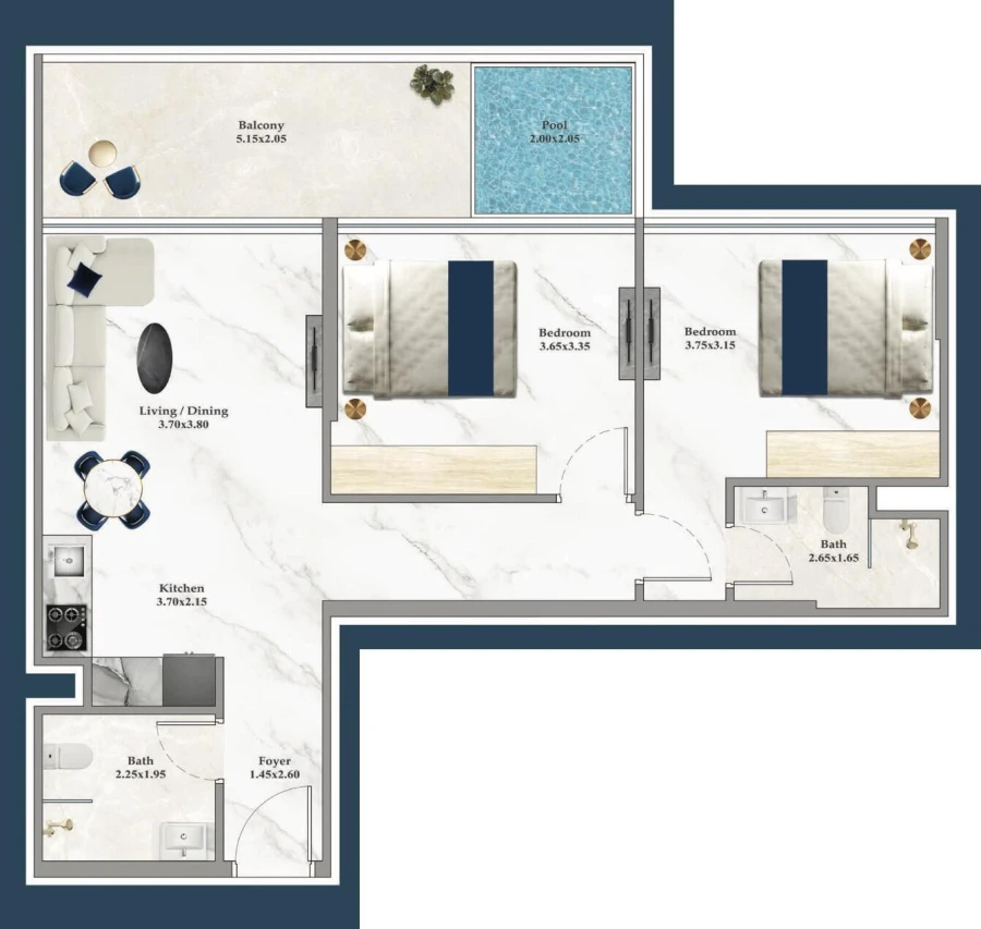 2 BR — 2 Bedroom D
