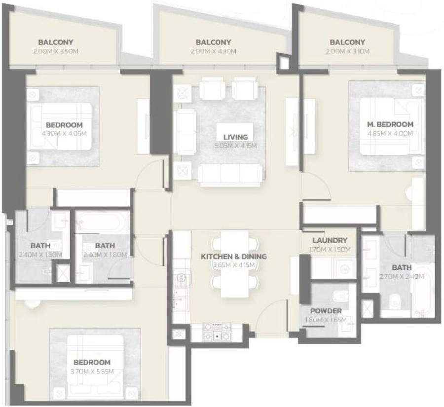3 BR — 3 Bedroom Type 3