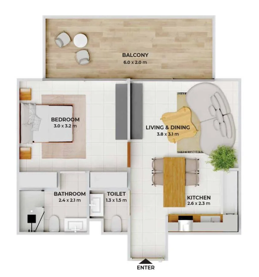 1 BR — 1 Bedroom Type 5