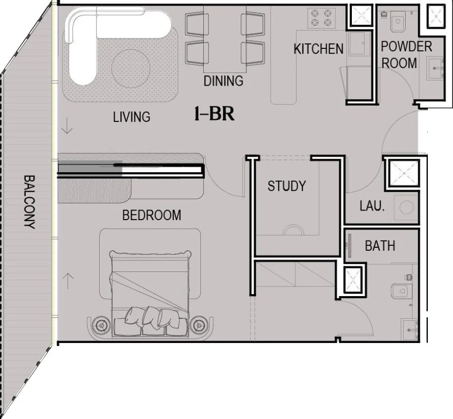 1 BR — 1 Bedroom Layout