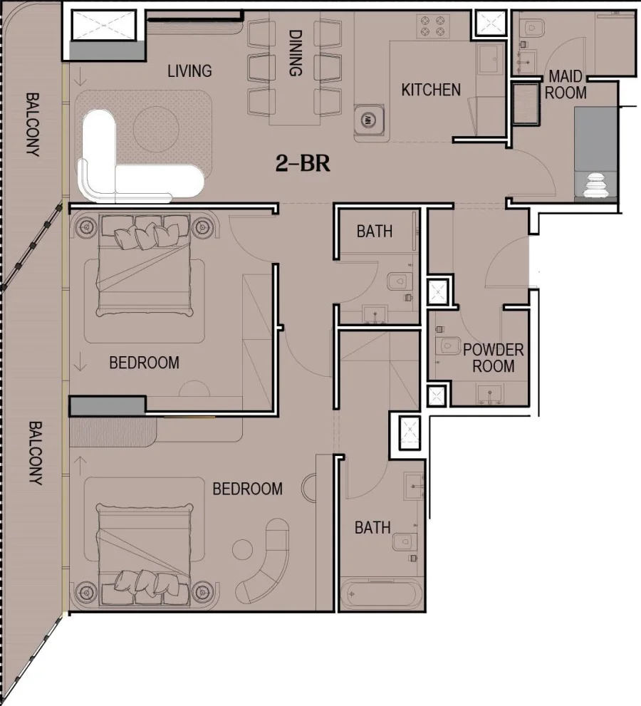 2 BR — 2 Bedroom Layout