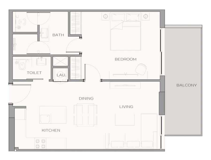 1 BR — 1 Bedroom Layout Type A