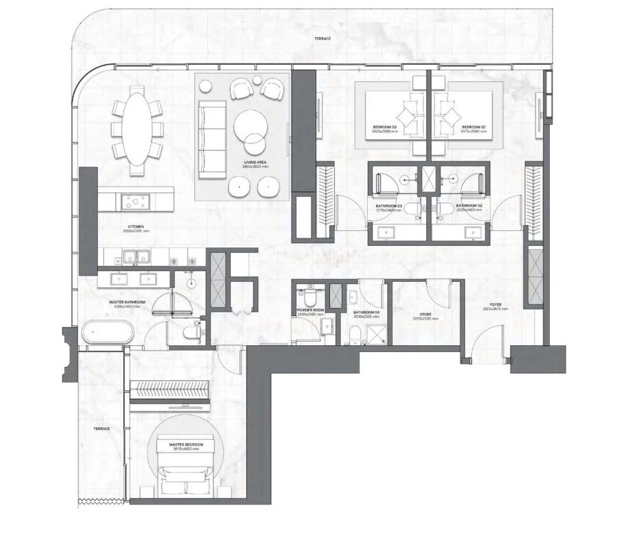 3 BR — 3 Bedroom Type B
