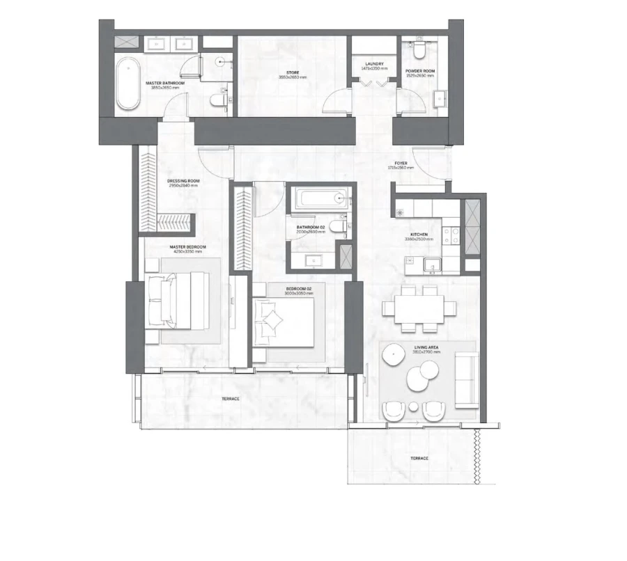 2 BR — 2 BEDROOM APARTMENT TYPE E
