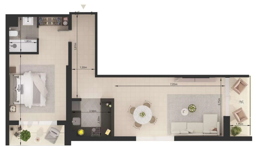1 BR — 1 BEDROOM