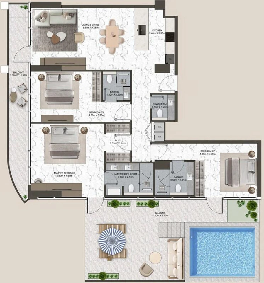 3 BR — 3 Bedroom STERLING SUITE TYPE 1