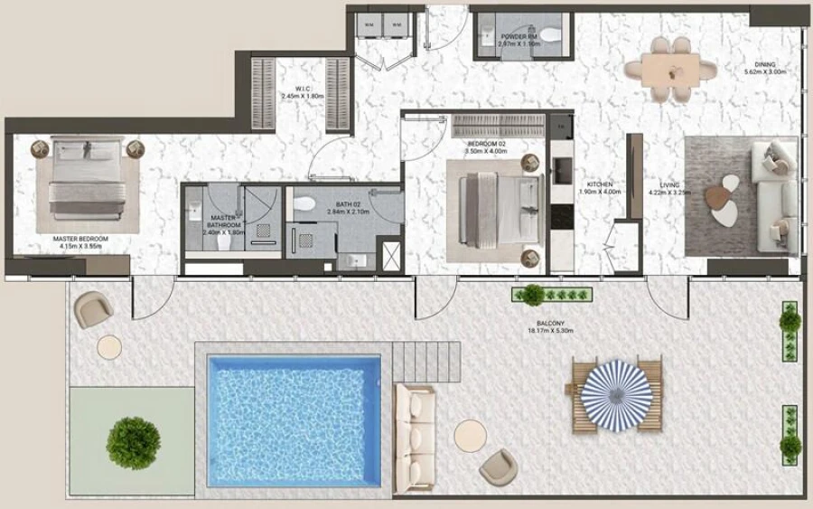 2 BR — 2 Bedroom THE VILLA