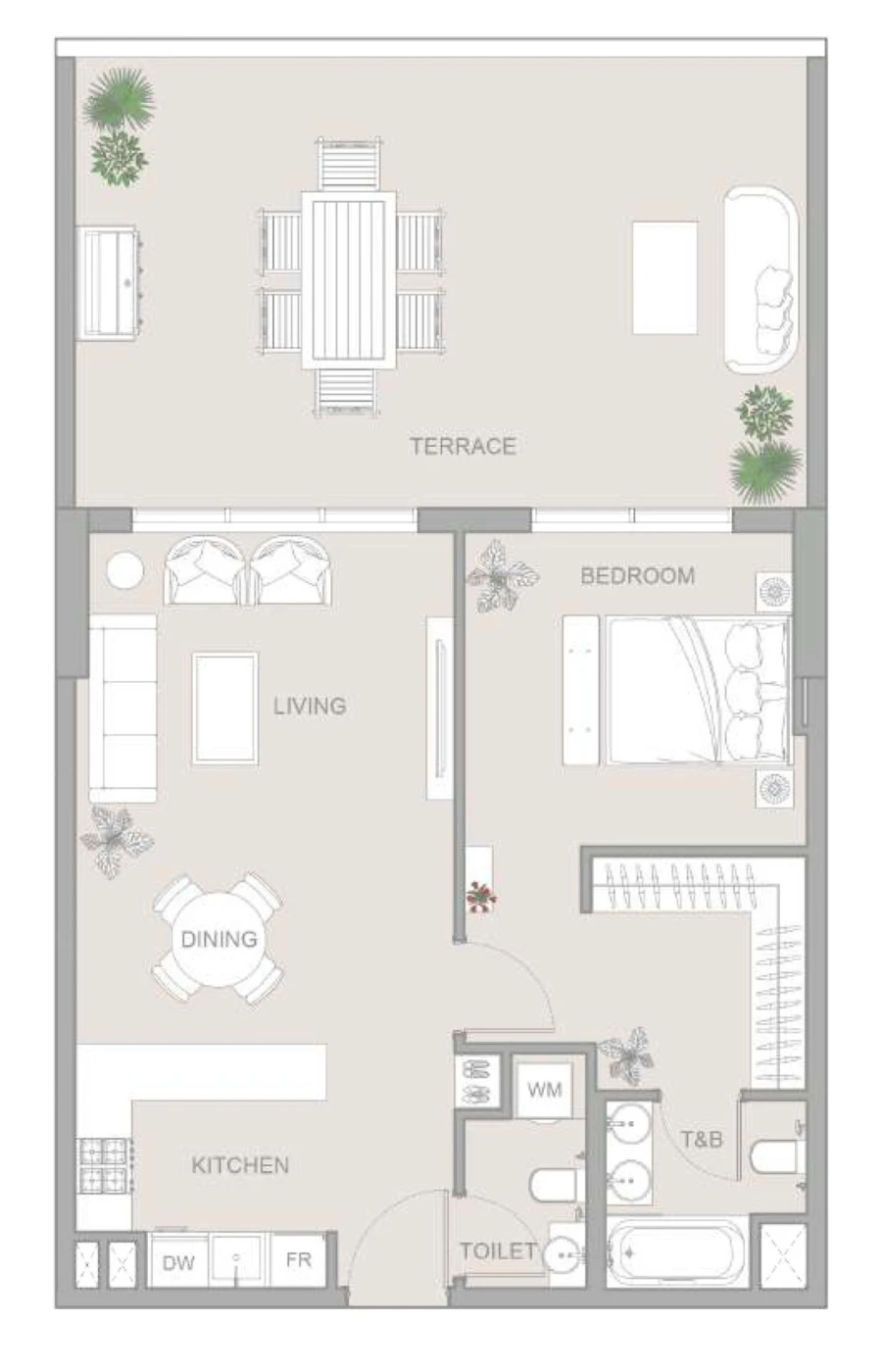 1 BR — 1 Bedroom Type D
