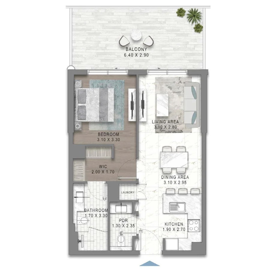 1 BR — 1 Bedroom Type B8
