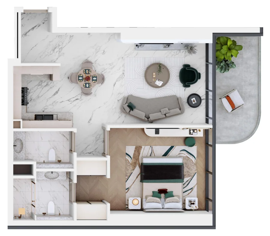1 BR — 1 Bedroom Type 1