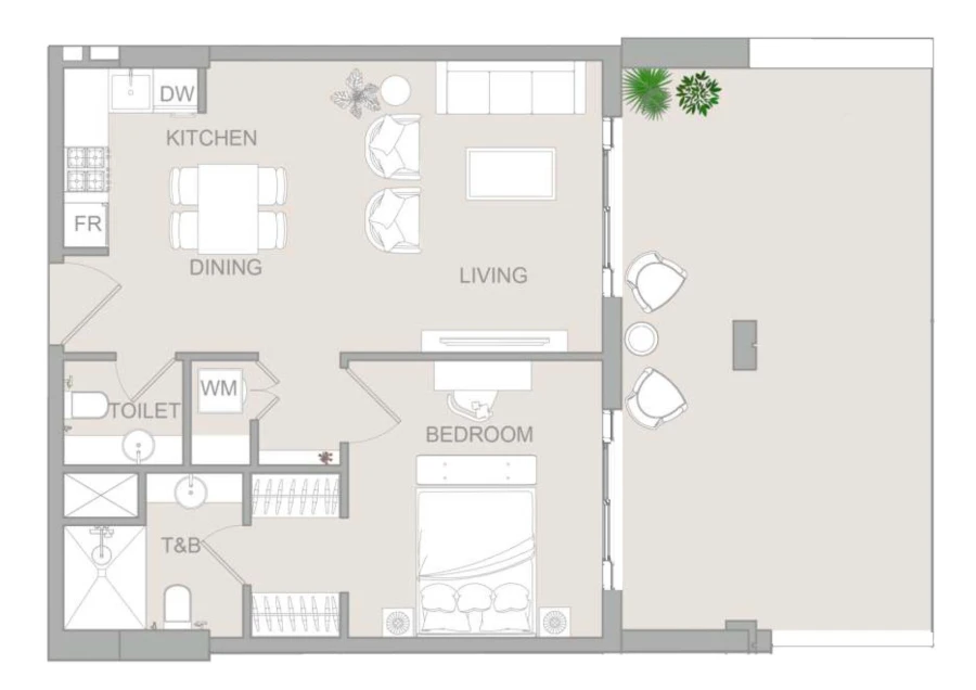 1 BR — 1 Bedroom Type D
