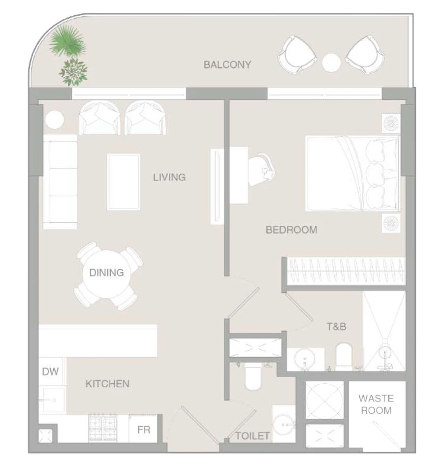 1 BR — 1 Bedroom Type B