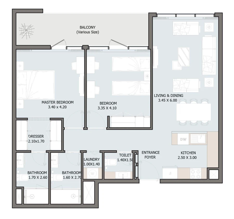 2 BR — 2 Bedroom Type C