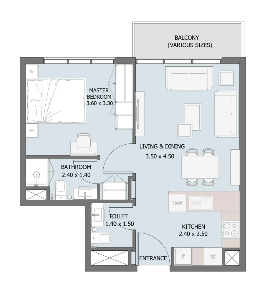 1 BR — 1 Bedroom Type A