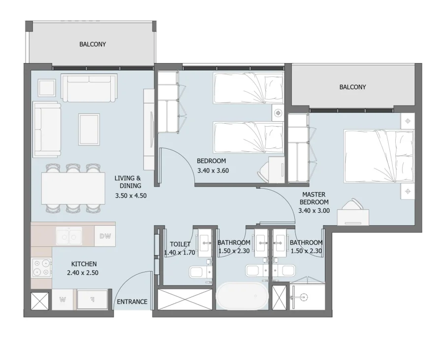 2 BR — 2 Bedroom Type A