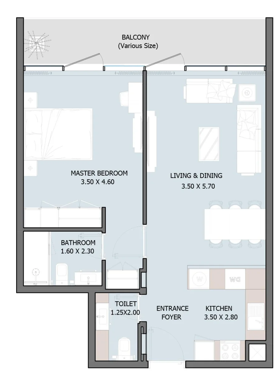 1 BR — 1 Bedroom Type A