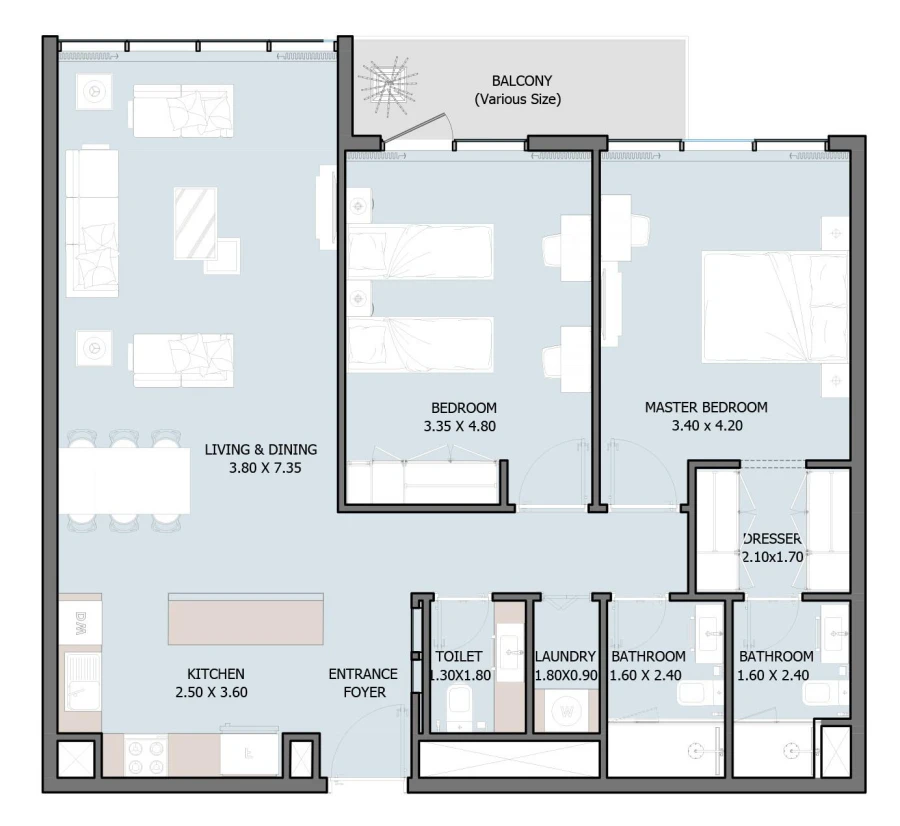 2 BR — 2 Bedroom Type D