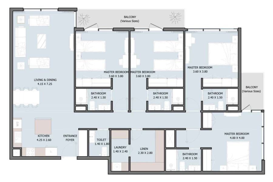 4 BR — 4 Bedroom Type A