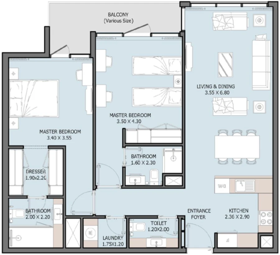 2 BR — 2 Bedroom Type A