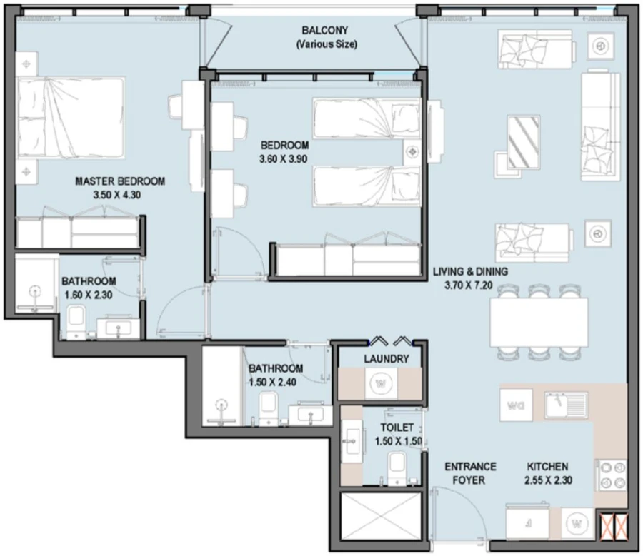 2 BR — 2 Bedroom Type D