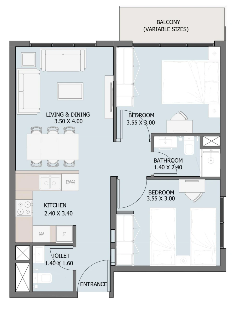2 BR — 2 Bedroom Type A