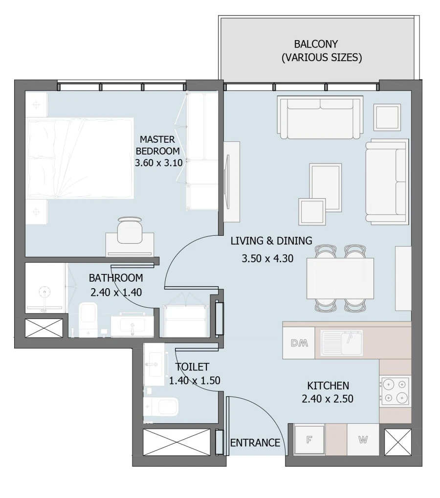 1 BR — 1 Bedroom Type A
