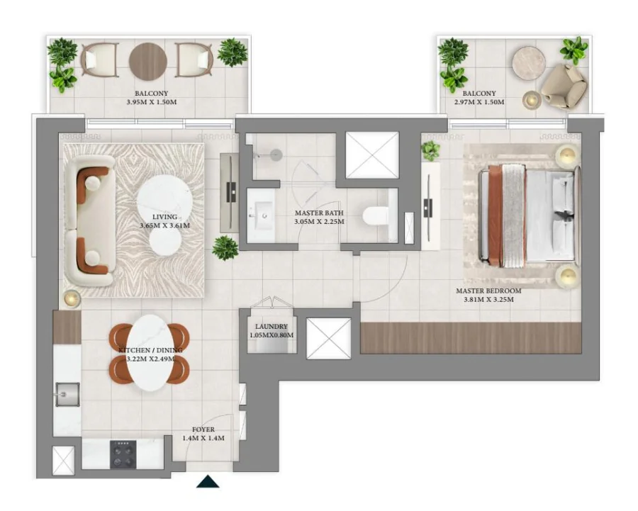 1 BR — 1 Bedroom Type B.1