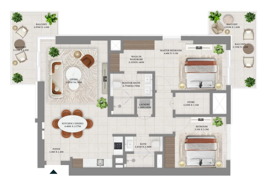 2 BR — 2 Bedroom Type A.1