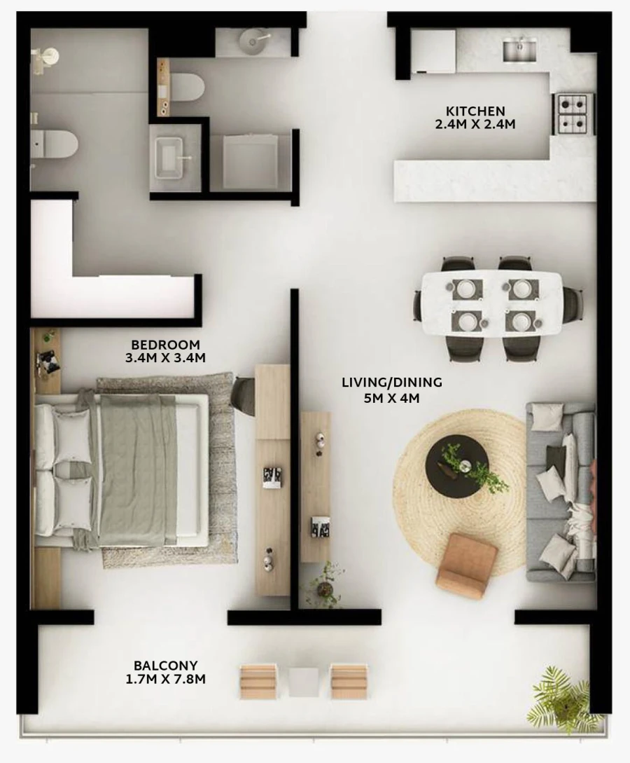 1 BR — 1 Bedroom Type B