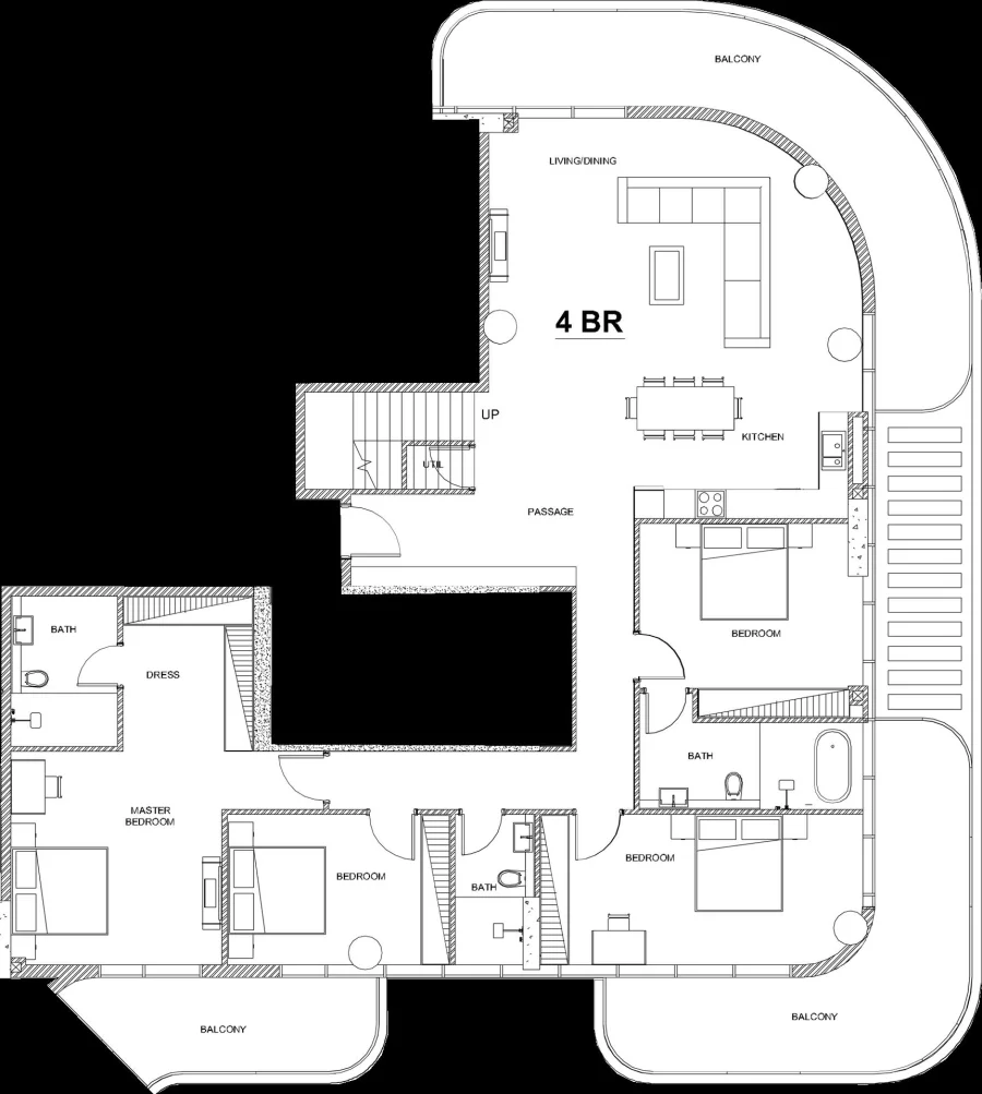 4 BR — 4 Bedroom Duplex