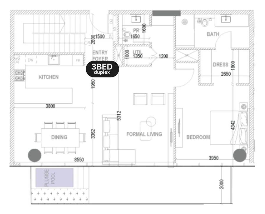 3 BR — 3 Bedroom Duplex