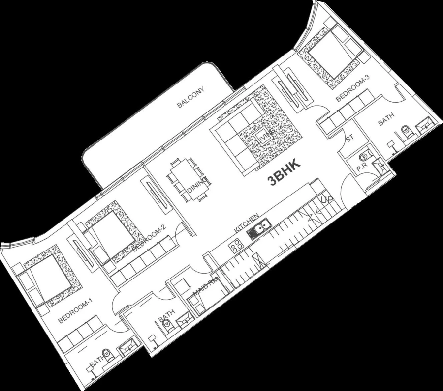 3 BR — 3 Bedroom + Roof