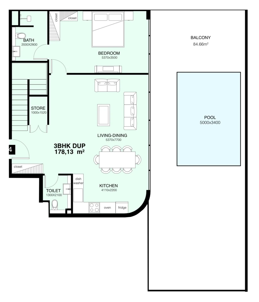 3 BR — 3 BHK + maid Duplex