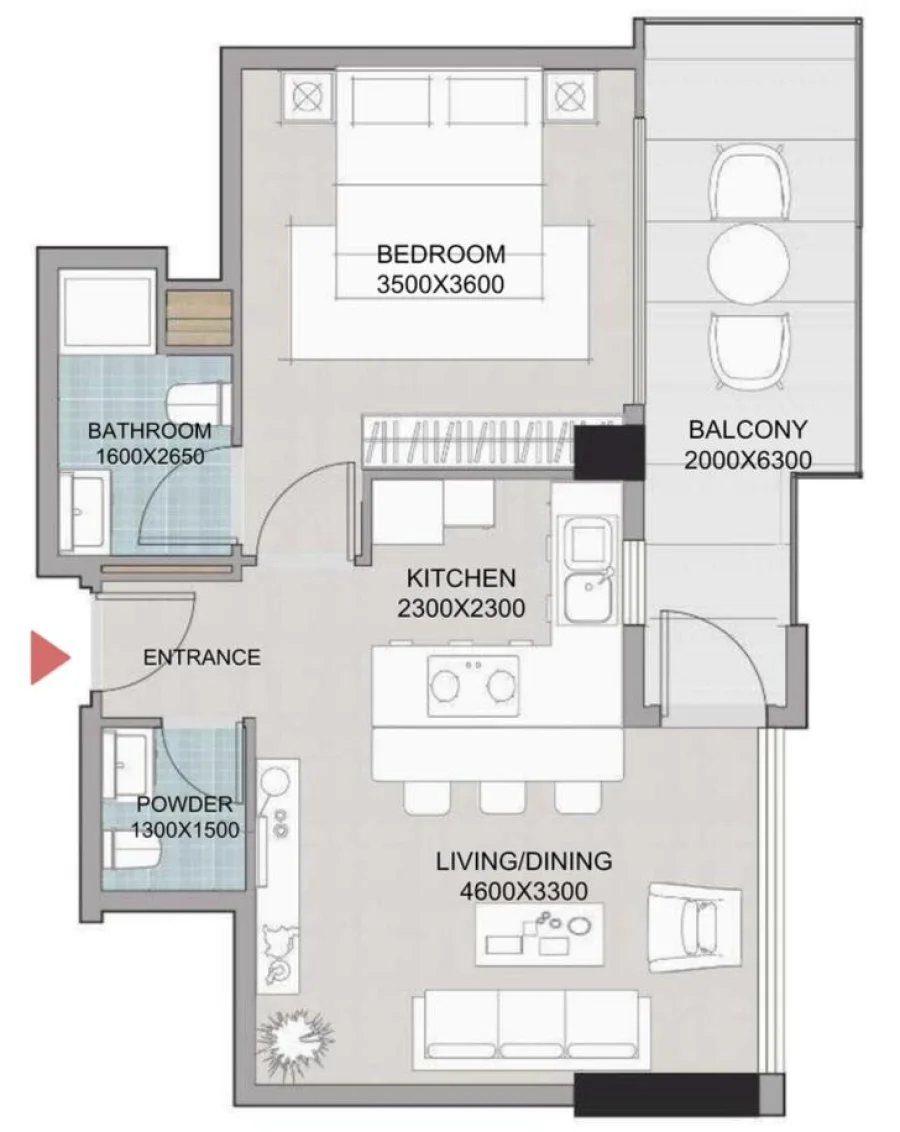 1 BR — 1 BEDROOM APARTMENT B2