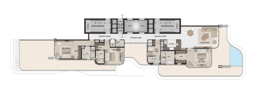 3 BR — 3 Bedroom Type 3F Wing C