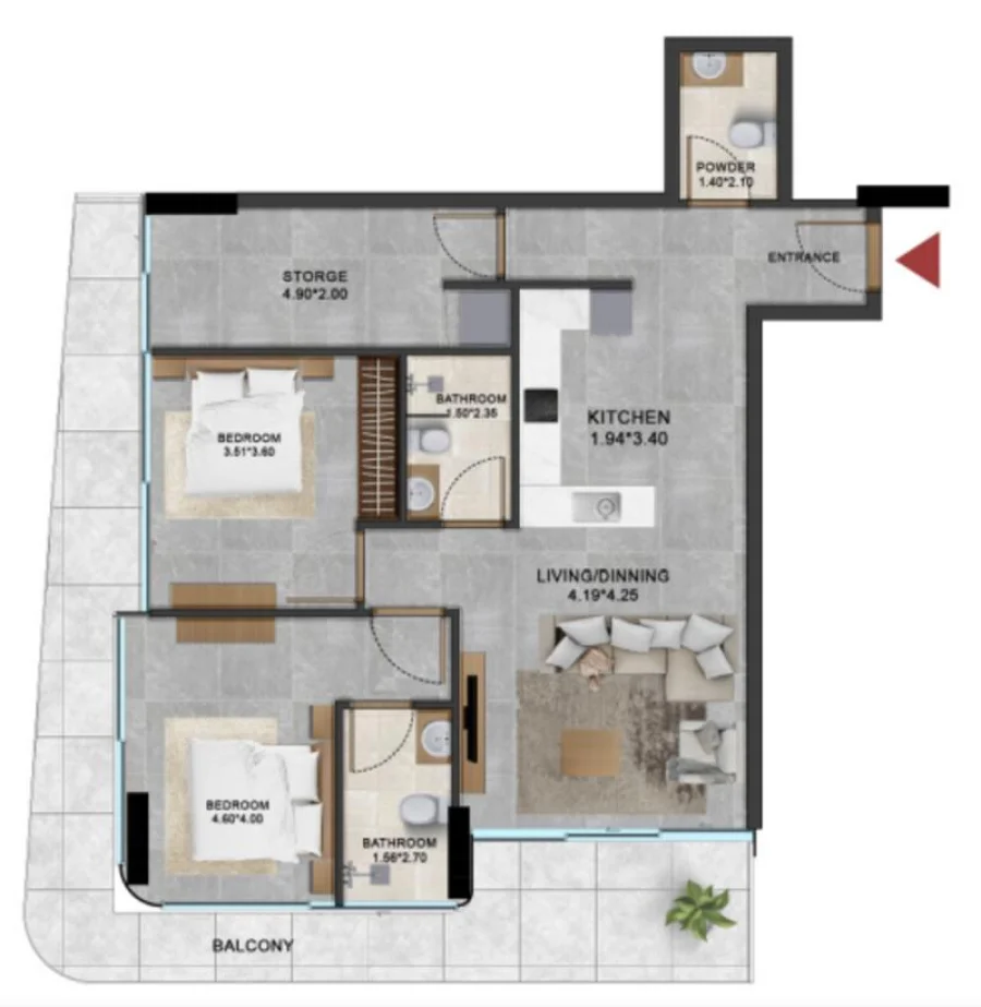 2 BR — 2 Bedroom Type 1