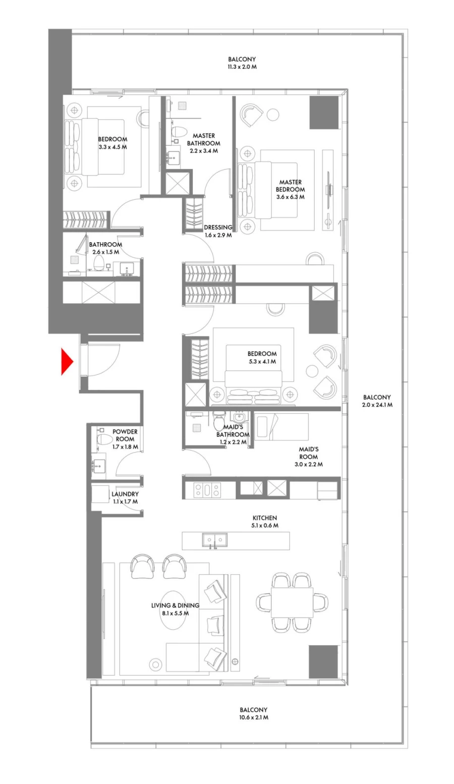 3 BR — 3 Bedroom Type C