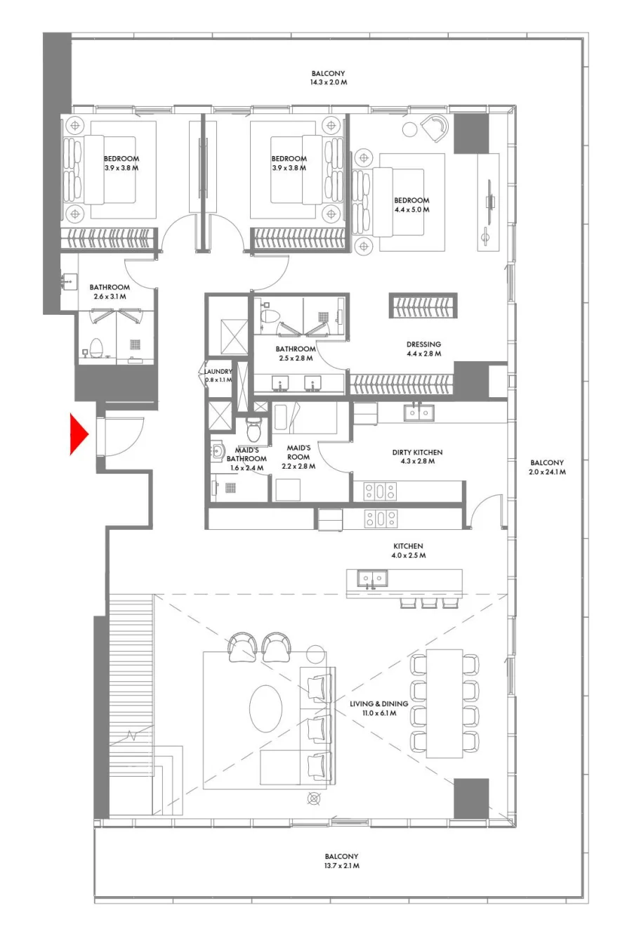 4 BR — 4 Bedroom Duplex Type A