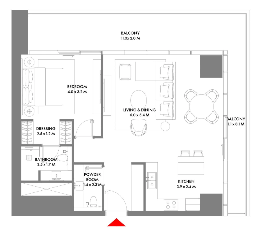 1 BR — 1 Bedroom Type C