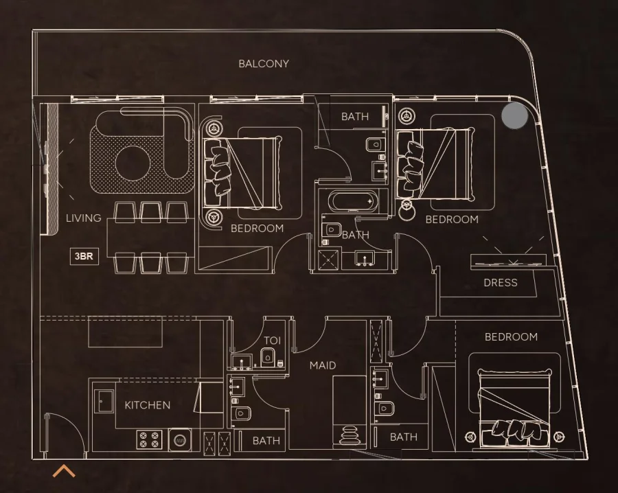 3 BR — 3 Bedroom Layout